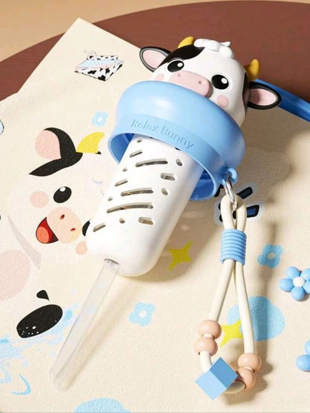 ✨️Kids Blue Cute Cow Water Bottle🩵